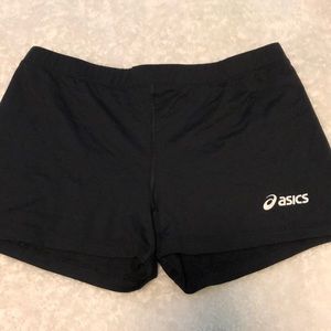 large asics black spandex shorts